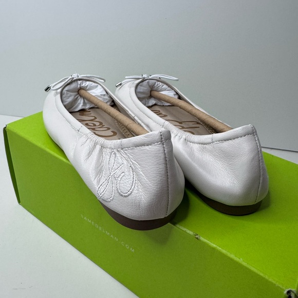 Sam Edelman Little Girls' Felicia Mini Flat Flats in White Leather Size 1 - Picture 3 of 7